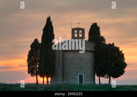 Capella di Vitaleta, Val d ' Orcia, UNESCO-Weltkulturerbe, Provinz Siena, Toskana, Italien, Europa Stockfoto