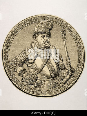 Joachim II Hektor (1505-1571). Kurfürst von Brandenburg. Mitglied des Hauses Hohenzollern. Gravur. Stockfoto