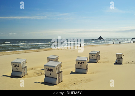 Strand Stühle, Usedom, Ostsee, Mecklenburg-Vorpommern, Deutschland, Europa Stockfoto