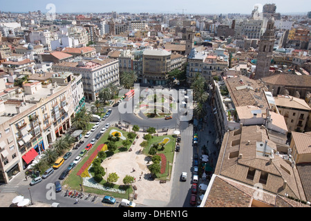 Blick vom Turm, El Miguelet, Plaza De La Reina, Valencia, Mittelmeer, Costa del Azahar, Spanien, Europa Stockfoto