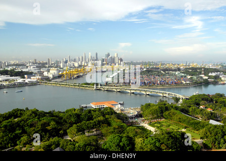 Blick auf Singapur von Carlsberg Turm in Sentosa, Singapur, Südostasien, Asien Stockfoto