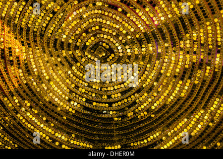 Indien, Rajasthan, Jaipur, gold Pailletten auf Stoff Textil Stockfoto