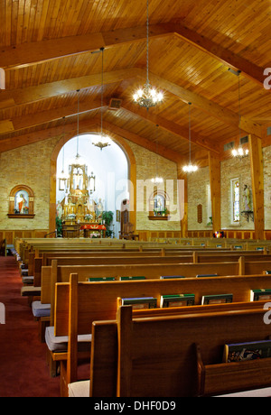 Interieur, Kirche San Albino (1852), alte Mesilla, New Mexico USA Stockfoto