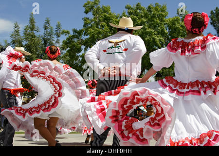 Mexikanische Tänzer, 16 de Septiembre mexikanischen Independence Day Celebration (ähnlich wie Cinco De Mayo), Old Mesilla, New Mexico USA Stockfoto