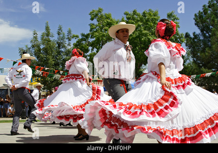 Mexikanische Tänzer, 16 de Septiembre mexikanischen Independence Day Celebration (ähnlich wie Cinco De Mayo), Old Mesilla, New Mexico USA Stockfoto