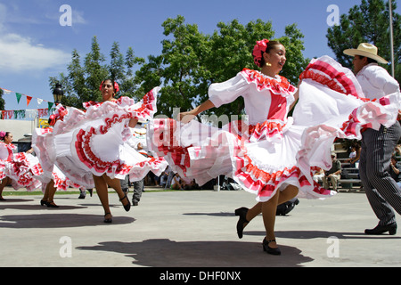 Mexikanische Tänzer, 16 de Septiembre mexikanischen Independence Day Celebration (ähnlich wie Cinco De Mayo), Old Mesilla, New Mexico USA Stockfoto