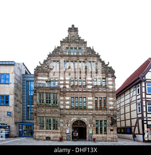 Der Rattenfänger von 1603, Weser-Renaissance-Stil, Hameln, Niedersachsen, Deutschland, Europa Stockfoto