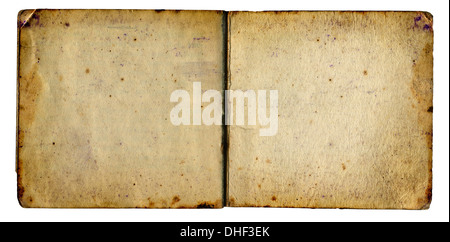 Leere Seiten eines alten Buches, isoliert Stockfoto