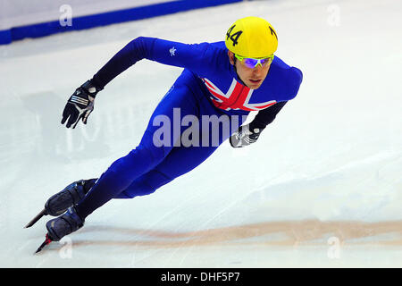 Turin, Italien. 8. November 2013. Jon Eley Großbritanniens tagsüber zwei der ISU Short Track Speed Skating World Cup in der Palatazzoli. Bildnachweis: Aktion Plus Sport/Alamy Live-Nachrichten Stockfoto