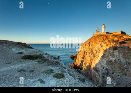 Leuchtturm und dem Kap Cabo de Gata, Almería, Andalusien, Spanien. Stockfoto