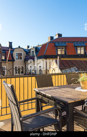 Blick über die Dächer der schwedischen Stadt Visby, Hauptstadt von Gotland. Stockfoto