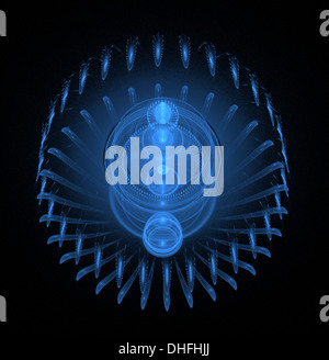 Computergenerierte abstrakte Bild der Darstellung einer blauen Kugel. Stockfoto