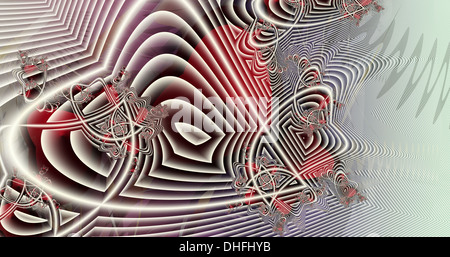 Schön kontrastierenden Fraktale Hintergrund mit stilisierten Herzen, Computer generiert. Stockfoto