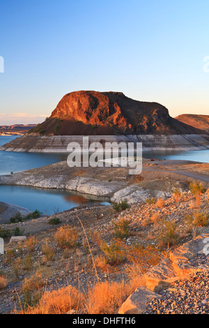 Elephant Butte und See, Elephant Butte State Park, New Mexico, Vereinigte Staaten Stockfoto