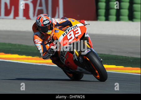 Valencia, Spanien. 9. November 2013. Marc Marquez (Repsol Honda Team) während des Qualifyings am Ricardo Tormo Rennstrecke von Valencia Credit: Action Plus Sport/Alamy Live News Stockfoto