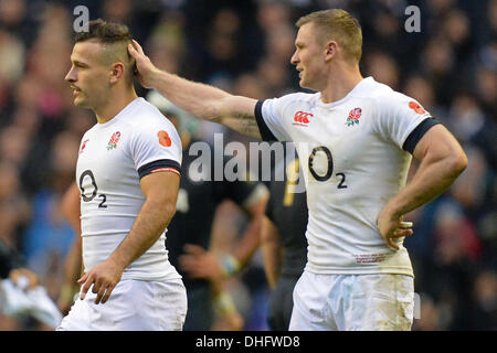Twickenham, Großbritannien. 9. November 2013. Englands Danny Care und Englands Chris Ashton, während die QBE International Rugby Union match zwischen England und Argentinien gespielt im Twckenham Stadion, am 9. November 2013 in Twickenham, England. Bildnachweis: Mitchell Gunn/ESPA/Alamy Live-Nachrichten Stockfoto