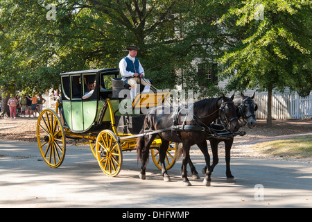 Pferdekutsche, verwendet in Colonial Williamsburg Stockfoto