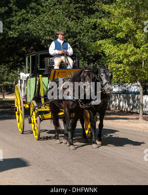 Pferdekutsche, verwendet in Colonial Williamsburg Stockfoto