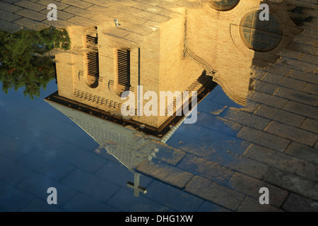 Reflexion der Kirche von San Albino, alte Mesilla, Las Cruces, New Mexico, USA Stockfoto