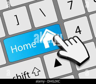 Tastatur-Home-Taste mit der Maus-Hand-Cursor-Vektor-illustration Stockfoto