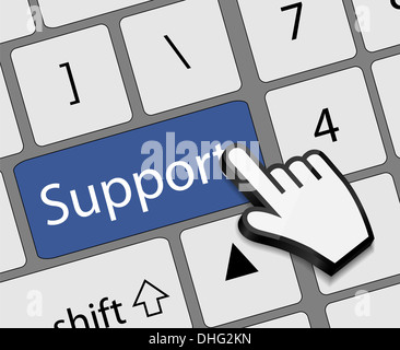 Tastatur-Support-Button mit Maus-Hand-Cursor-Vektor-illustration Stockfoto