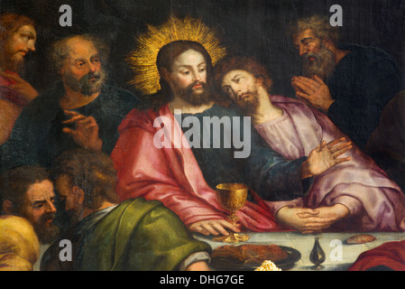 Antwerpen - Jesus und Johannes beim letzten Abendmahl - Jakobskerk Stockfoto