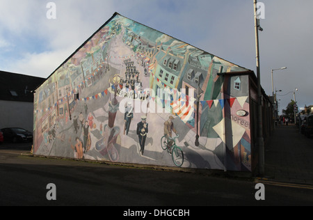 März entlang Straße Wandbild Invergordon Schottland November 2013 Stockfoto