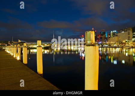 Darling Harbour vor der Morgendämmerung, Sydney Australien. Stockfoto