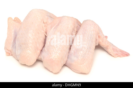 Hähnchenflügel isoliert auf weißem Hintergrund Stockfoto