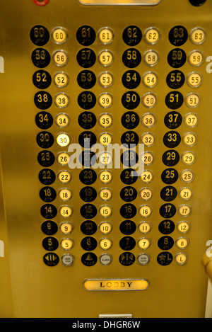 Bodenblech Auswahl Aufzug, 30. Etage ausgewählt, Las Vegas, NV, USA Stockfoto