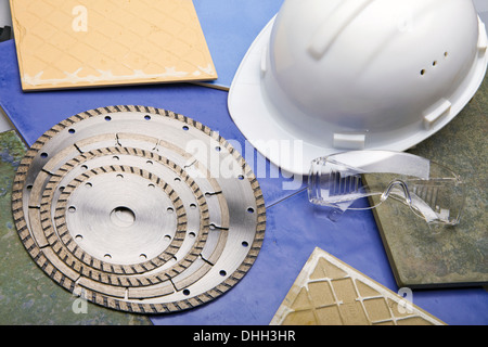 Diamantscheiben für das Schneiden von Fliesen Stockfoto