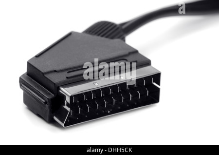 SCART-Stecker, die isoliert auf weiss Stockfoto