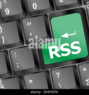 RSS-Button auf Tastatur Nahaufnahme Stockfoto