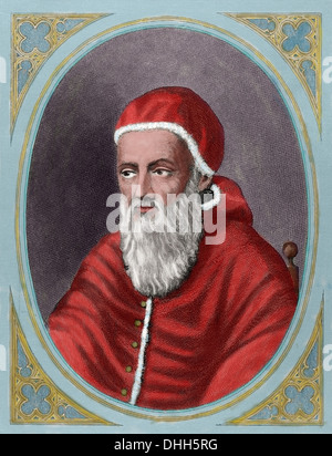 Julius II. (1443 – 1513), den Spitznamen "Der gefürchteten Papst" und "The Warrior Papst". Papst von 1503 bis 1513. Farbige Gravur. Stockfoto