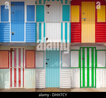Collage aus hölzernen Strandhütten Stockfoto