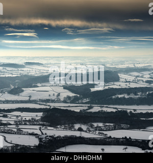 Verschneite Landschaft, The Wrekin, Shropshire, UK Stockfoto