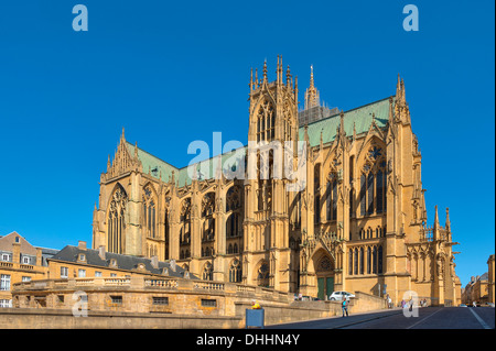 Blick auf die Kathedrale St. Etienne, Metz, Lothringen, Frankreich, Europa Stockfoto