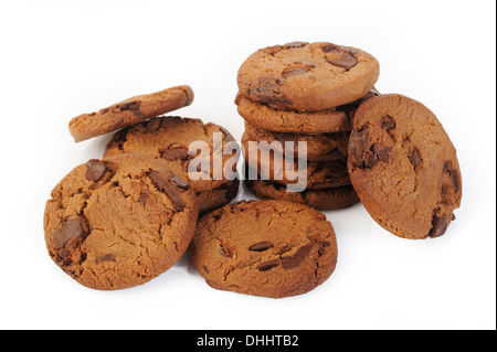 isoliert auf weißem Hintergrund mit Schokosplittern Stockfoto