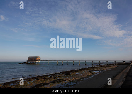 Bembridge Rettungsboot station Bootshaus und Pier auf der Isle of Wight Stockfoto