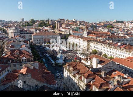 Lissabon, Portugal - Rossio-Platz / Pedro IV Vierkant Stockfoto