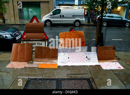 London, UK. 11. November 2013. Öffentlicher Aufruf zur Hilfe für Obdachlose, George Street, London, England, UK-Credit: Keith Erskine/Alamy Live News Stockfoto