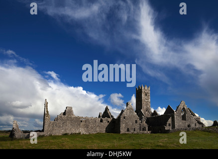 Ross Errilly Franziskaner Kloster, gebaut 1351, Sacked durch Cromwell im Jahre 1656, aufgeben, im Jahre 1753, Headford, County Galway, Irland Stockfoto