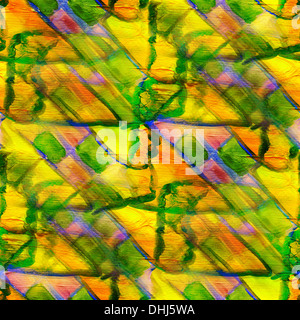 grüne, gelbe Farbe Muster Kunst Aquarell nahtlose Hintergrundtextur abstrakt Stockfoto