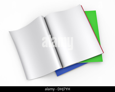 Magazin leer Seitenvorlage - isoliert auf weißem Hintergrund Stockfoto