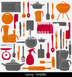 Vektor-Illustration der Küchengeräte zum Kochen Stockfoto