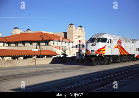 Alvarado Transport Station und Schiene Läufer, Albuquerque, New Mexico USA Stockfoto