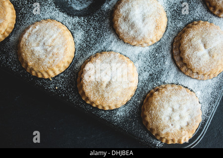 Mince Pies frisch gekocht noch in Dose Stockfoto