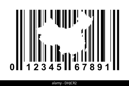 China Einkauf Bar Code isoliert auf weißem Hintergrund. Stockfoto