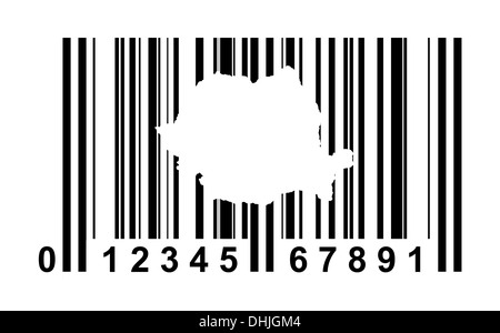 Rumänien einkaufen Barcode isoliert auf weißem Hintergrund. Stockfoto