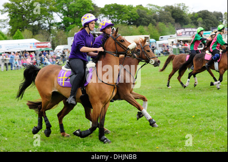 Ein Teilnehmer im Mounted Games statt auf Broadlands, Romsey, Hampshire, Großbritannien. Stockfoto